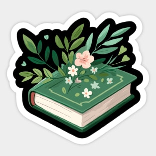 Green Floral Book Sticker